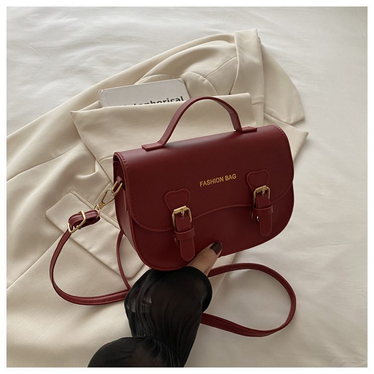 Solid Color Saddle Crossbody Top-Handle Bag view 8