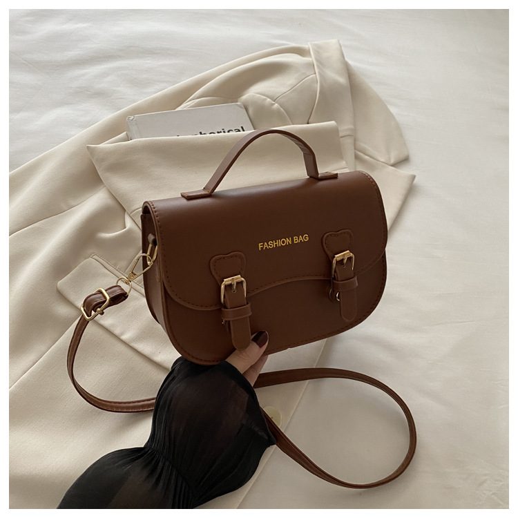 Solid Color Saddle Crossbody Top-Handle Bag view 9