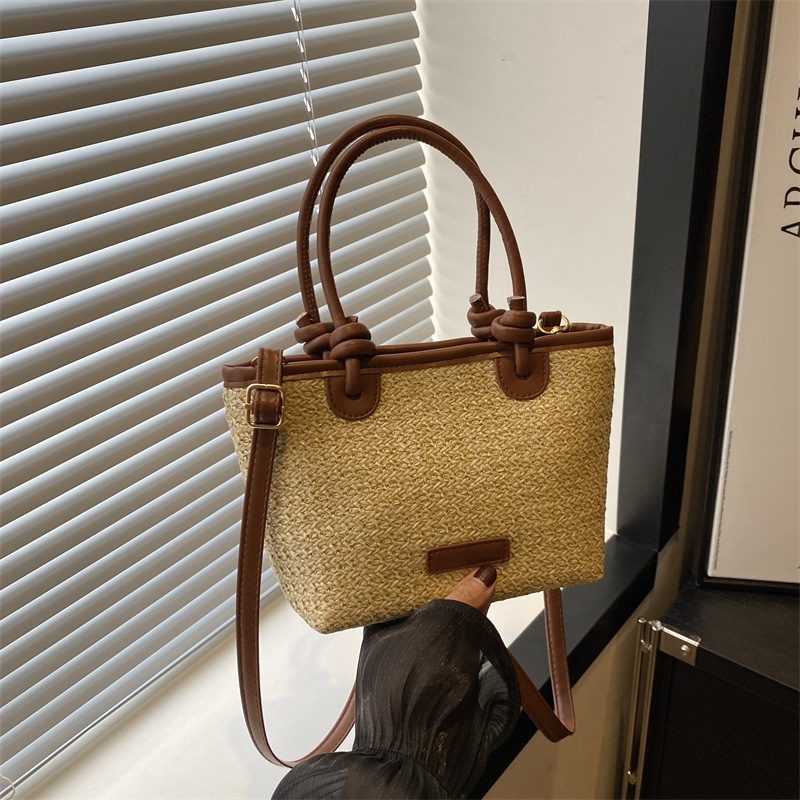 Woven Straw Top-Handle Crossbody Bag view 2