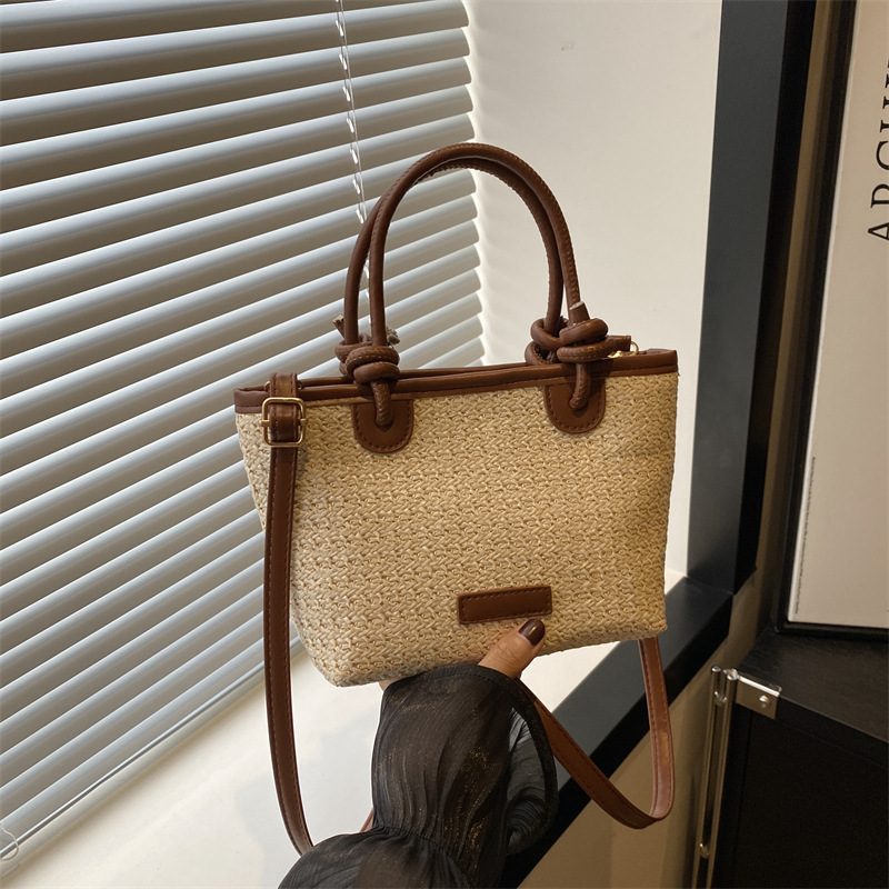 Woven Straw Top-Handle Crossbody Bag view 3