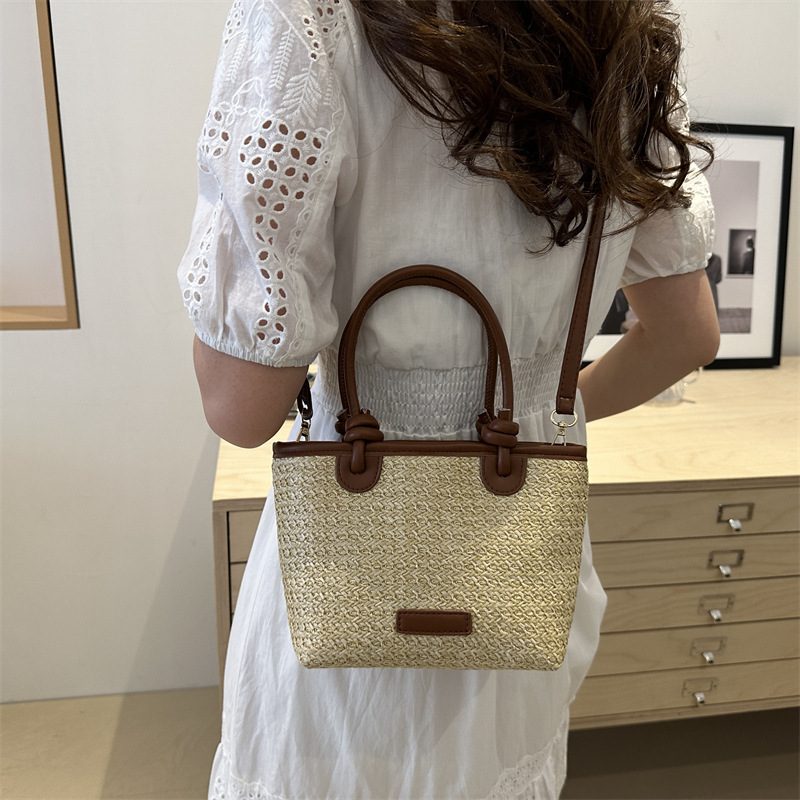 Woven Straw Top-Handle Crossbody Bag view 4