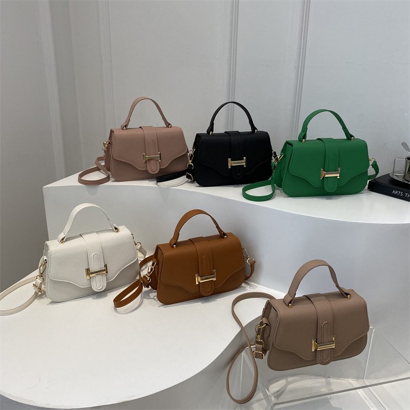 French Vintage Belted Small Square Bag
