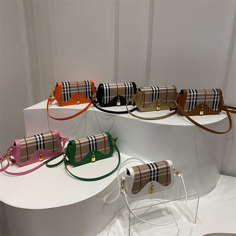 Plaid Colorblock Small Square Shoulder Bag