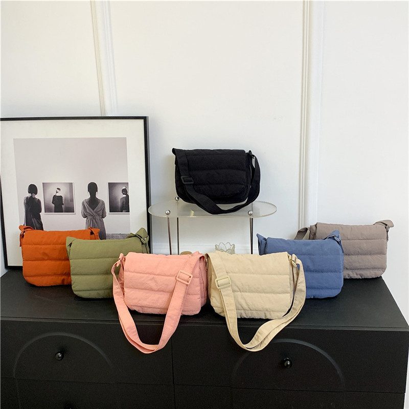 Embroidered Solid Color Small Square Crossbody Bag