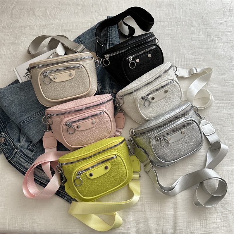 Litchi Grain Wide Strap Crossbody Bag