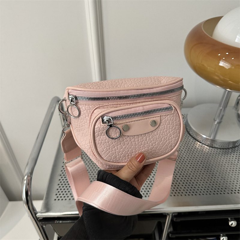 Litchi Grain Wide Strap Crossbody Bag view 3