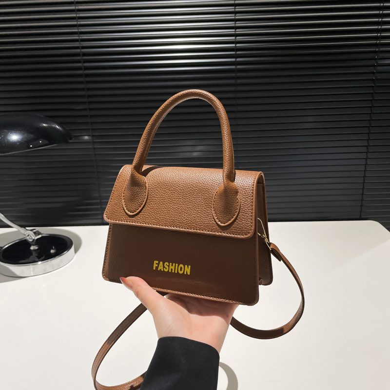 Letter Litchi Grain Top-Handle Crossbody Bag view 2