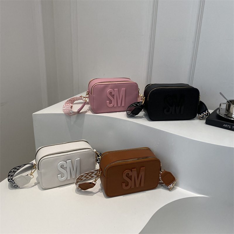 Camera Wide Strap Letter Small Square Bag