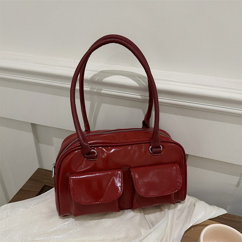 Simple Double Pocket Shoulder Bag view 2
