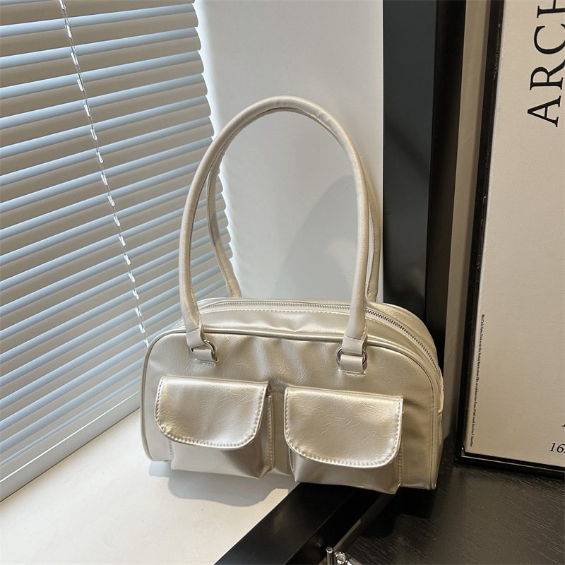 Simple Double Pocket Shoulder Bag view 3