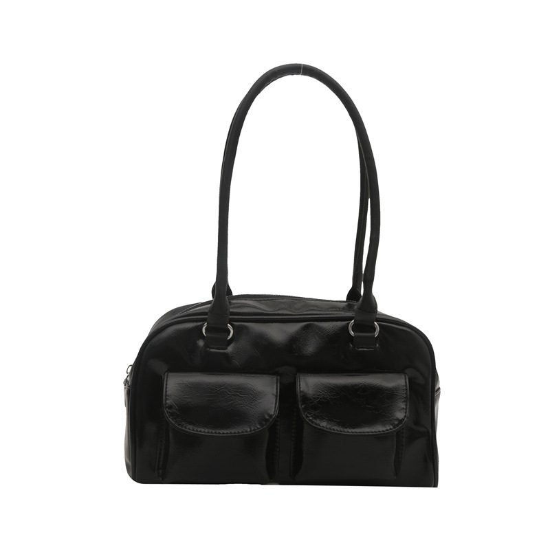 Simple Double Pocket Shoulder Bag view 7