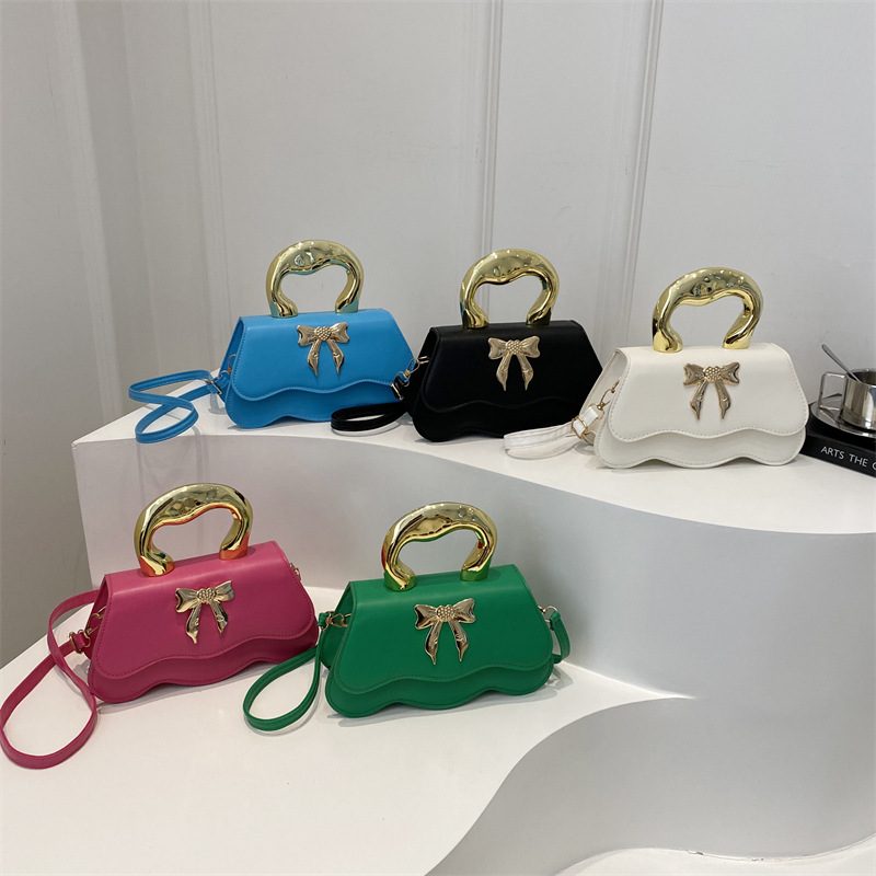 Candy Color Bow Top-Handle Crossbody Bag