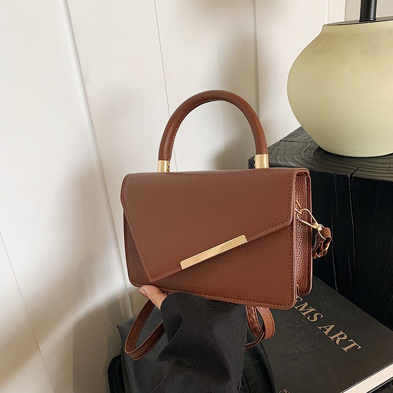 Litchi Textured Minimalist Crossbody Bag view 2