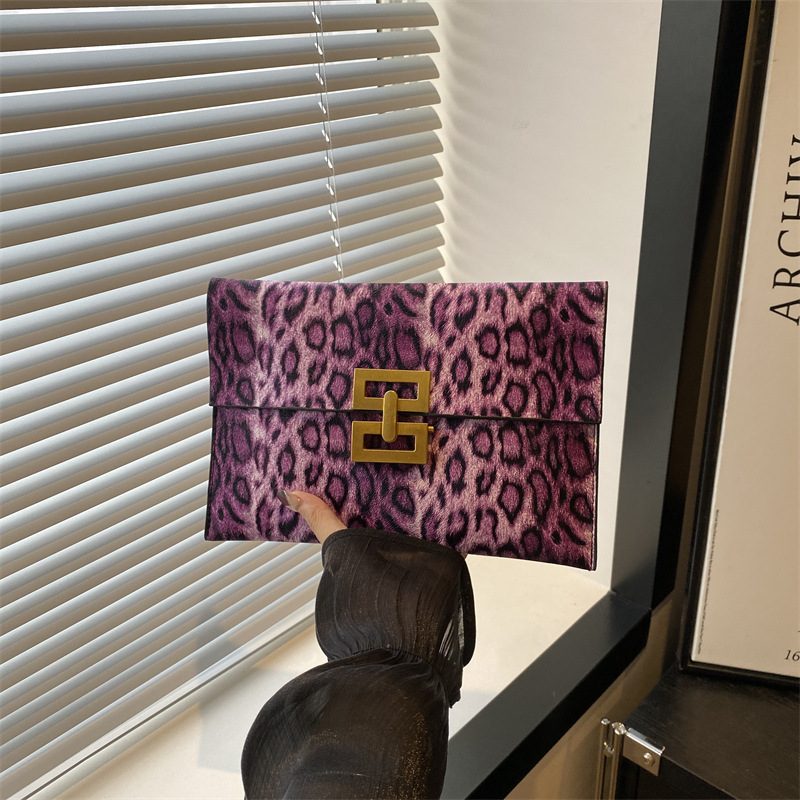 Leopard Color Block Envelope Clutch Bag view 2