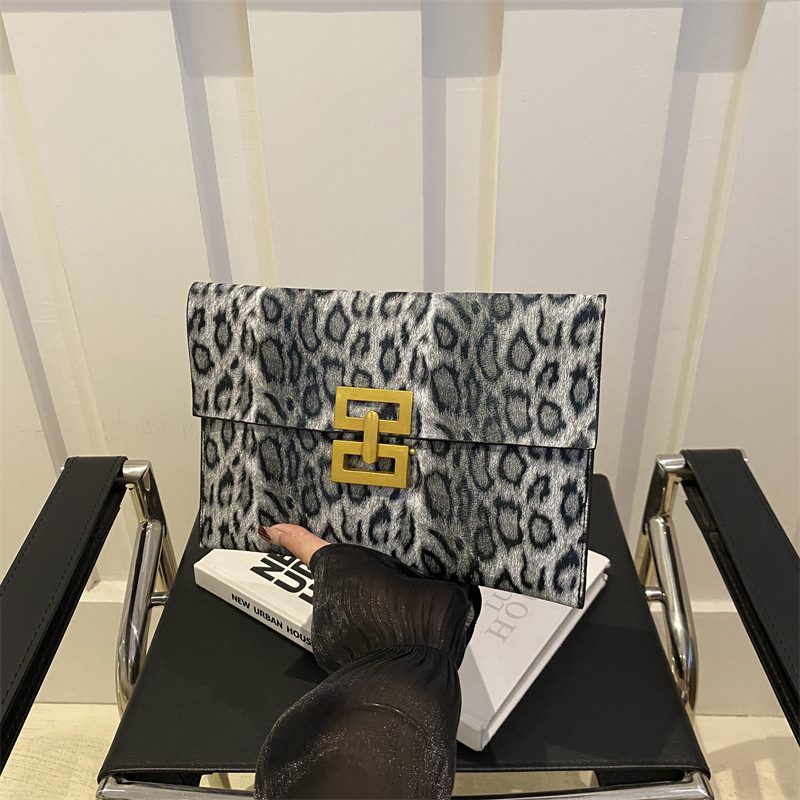 Leopard Color Block Envelope Clutch Bag view 3