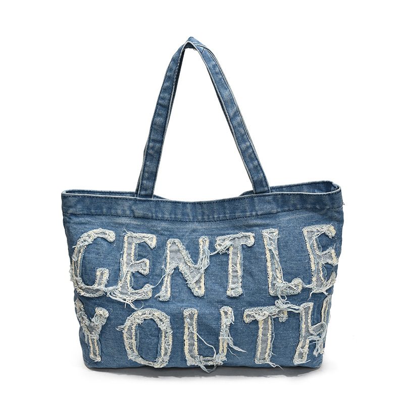 Denim Tote Bag Large Capacity Crossbody Shoulder view 7