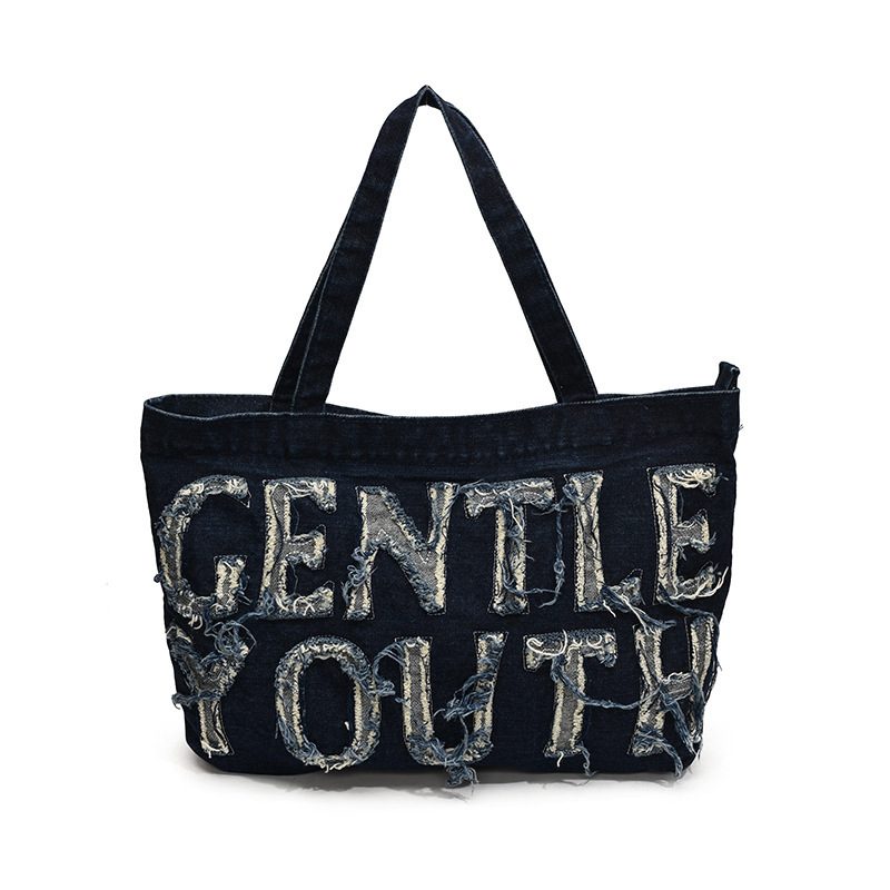 Denim Tote Bag Large Capacity Crossbody Shoulder view 8
