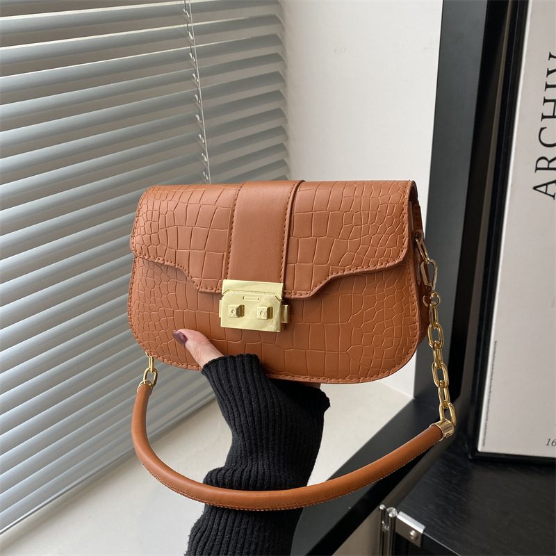 Crocodile Embossed Retro Underarm Shoulder Bag view 2