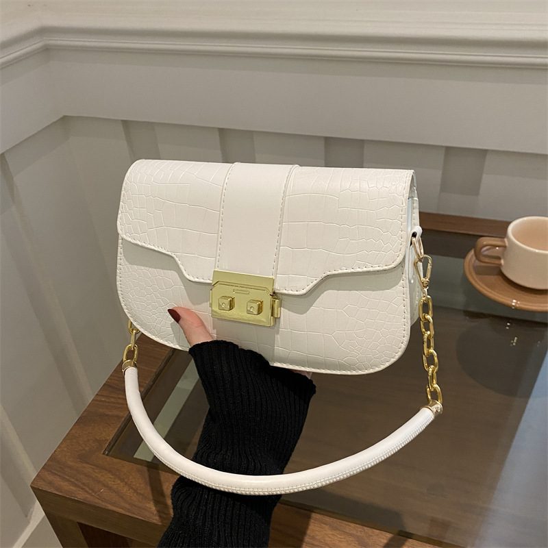 Crocodile Embossed Retro Underarm Shoulder Bag view 3