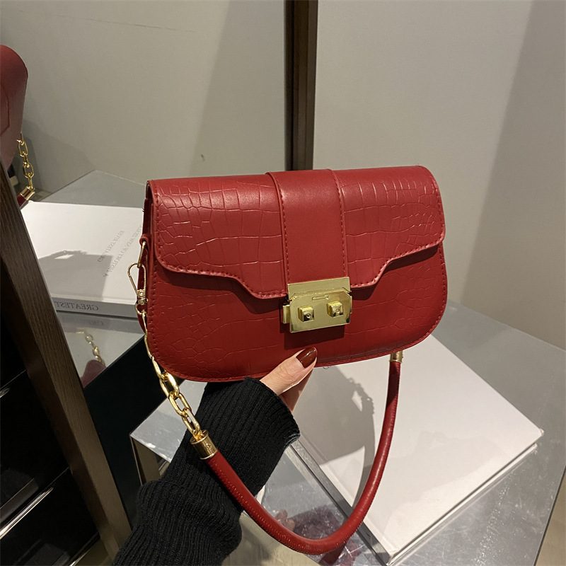 Crocodile Embossed Retro Underarm Shoulder Bag view 4