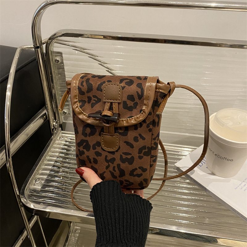 Suede Leopard Print Crossbody Square Bag view 2