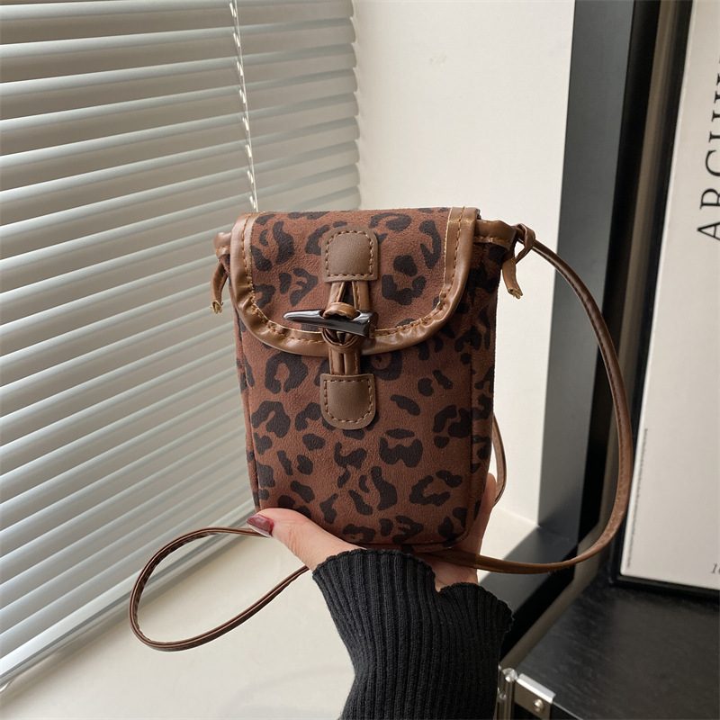 Suede Leopard Print Crossbody Square Bag view 3