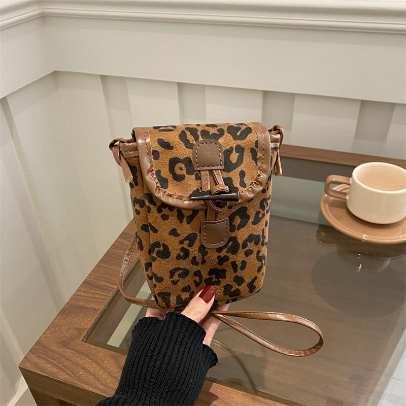 Suede Leopard Print Crossbody Square Bag view 4