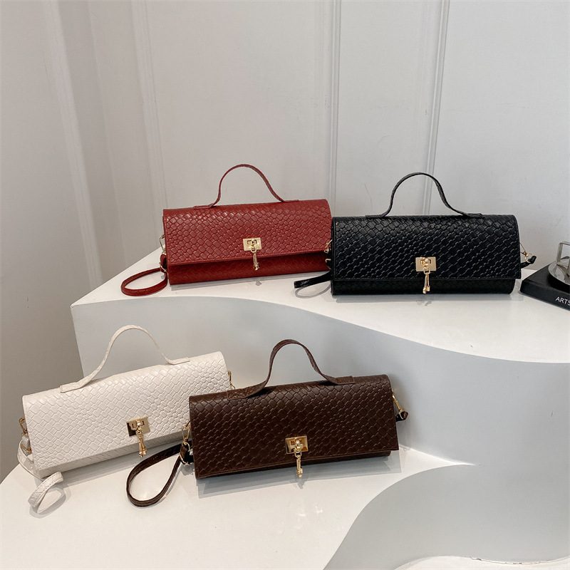 Woven Texture Minimalist Top-Handle Crossbody Bag