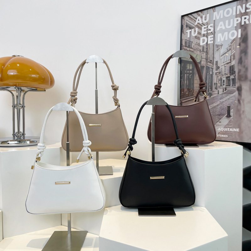 Minimalist Solid Color Top-Handle Crossbody Bag