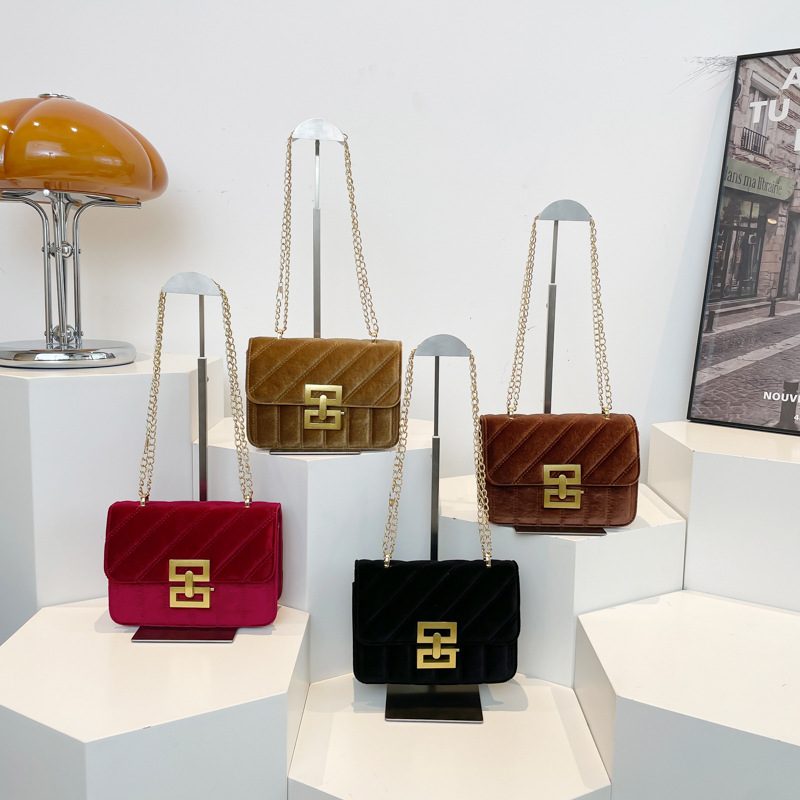 Vintage Chain Stitched Small Square Crossbody Bag