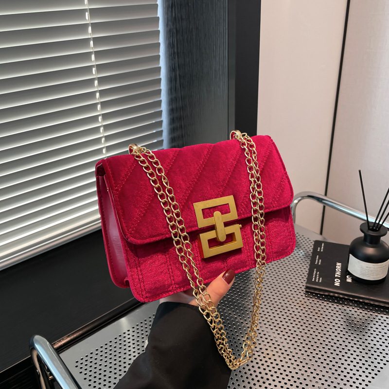 Vintage Chain Stitched Small Square Crossbody Bag view 3