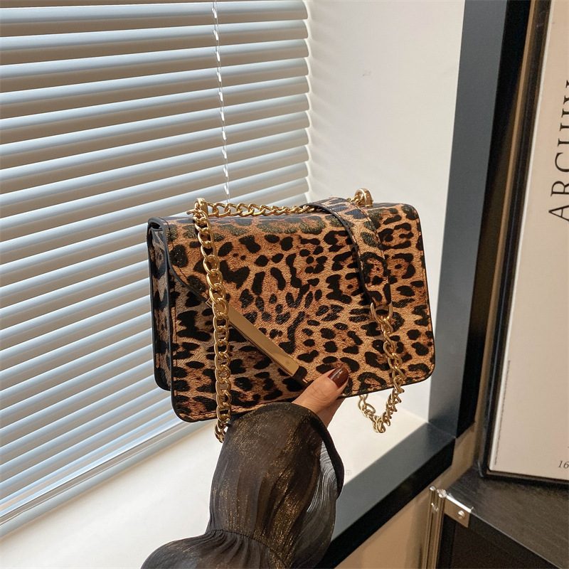 Leopard Print Chain Crossbody Shoulder Bag view 2