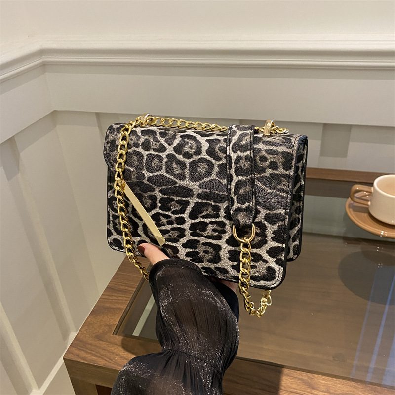 Leopard Print Chain Crossbody Shoulder Bag view 3