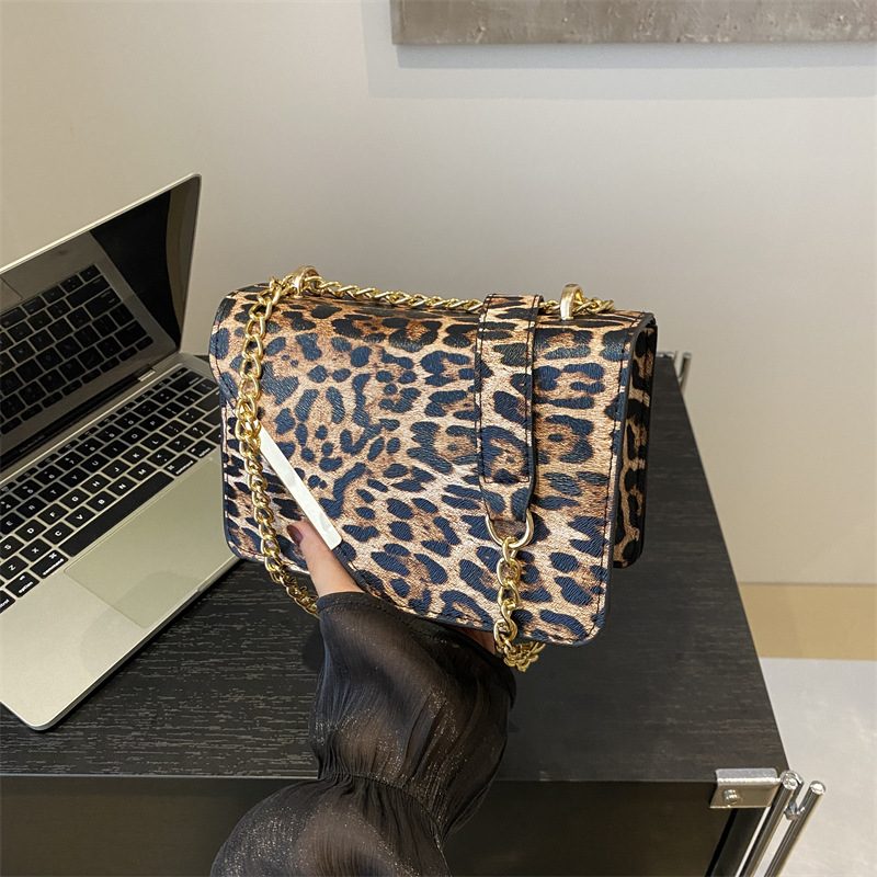 Leopard Print Chain Crossbody Shoulder Bag view 4