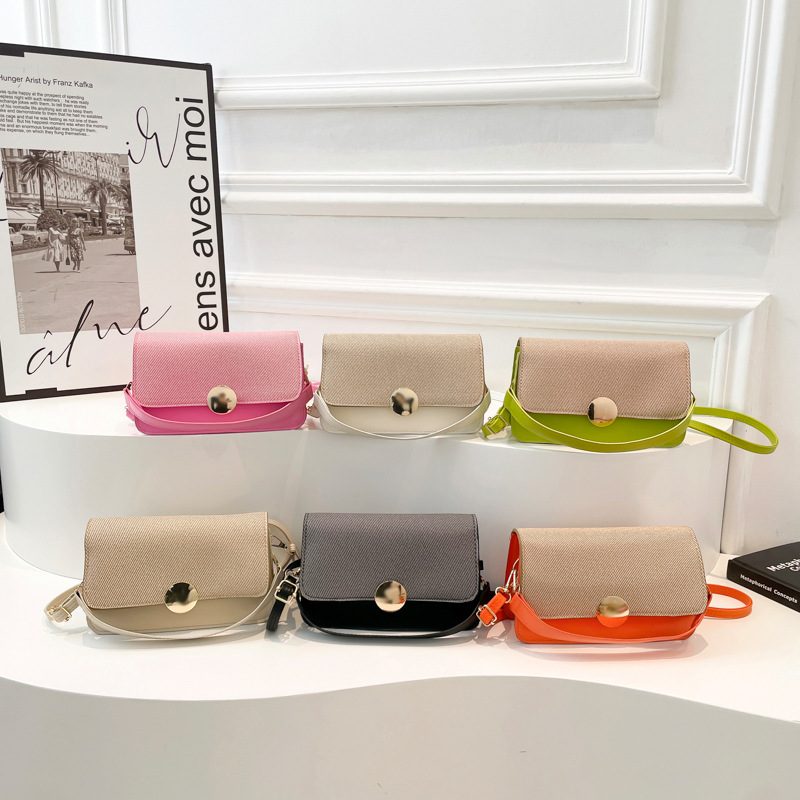 Color Block Top-Handle Crossbody Square Bag