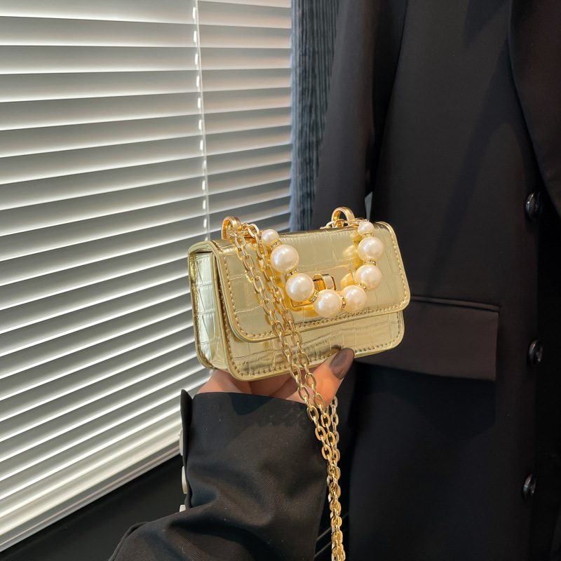 Crocodile Pattern Mini Chain Crossbody Bag view 3