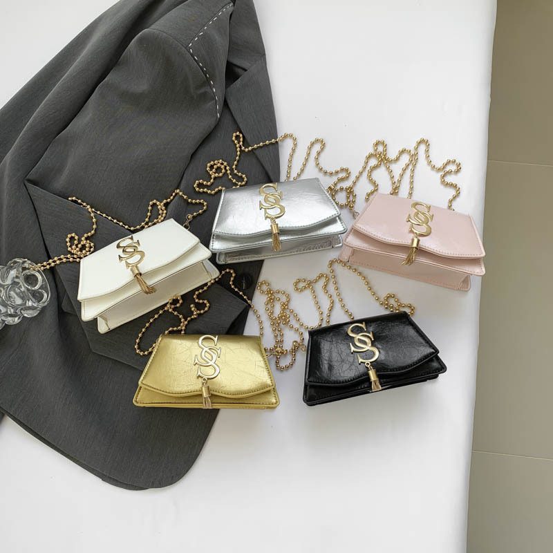 Vintage Chain Letter Mini Crossbody Square Bag
