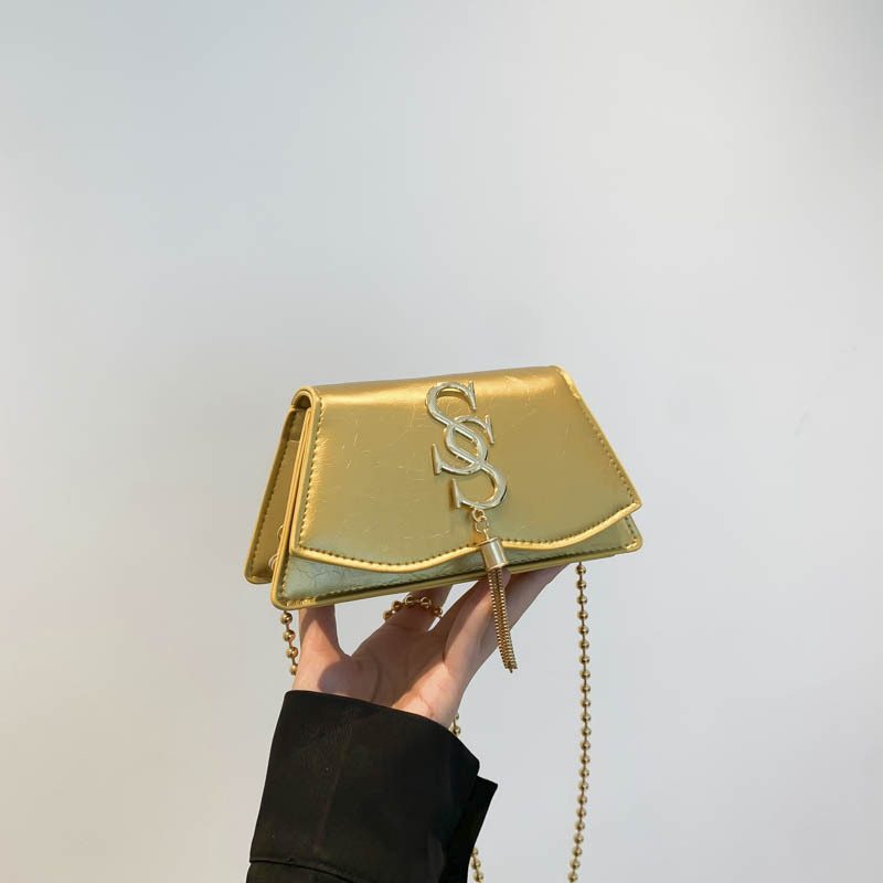 Vintage Chain Letter Mini Crossbody Square Bag view 2