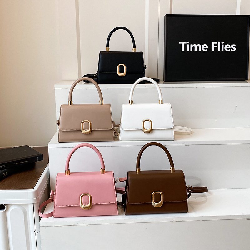 Minimalist Solid Color Crossbody Top-Handle Square Bag