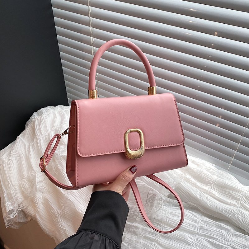 Minimalist Solid Color Crossbody Top-Handle Square Bag view 2