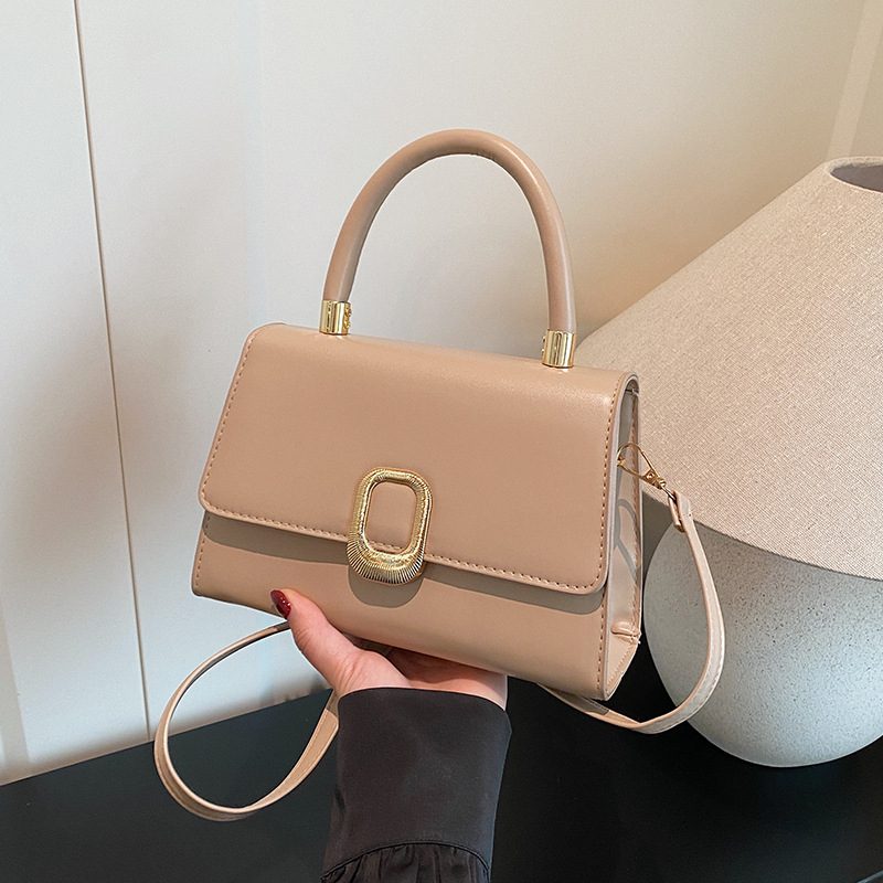 Minimalist Solid Color Crossbody Top-Handle Square Bag view 4