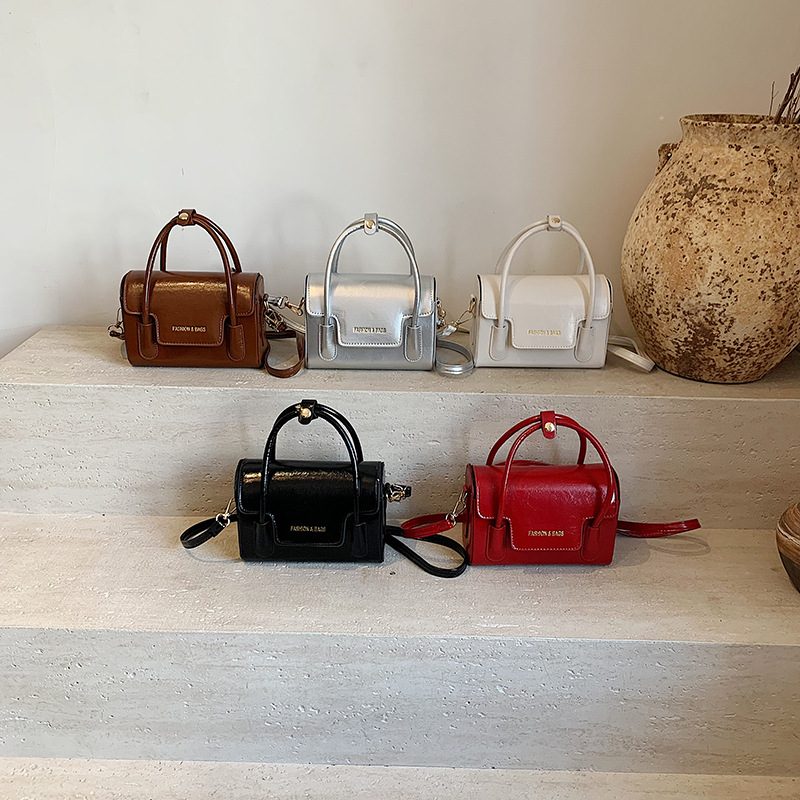 Minimalist Solid Color Top-Handle Crossbody Square Bag