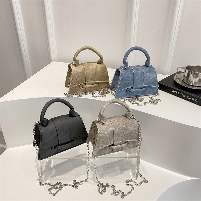 Minimalist Solid Top-Handle Square Crossbody Bag