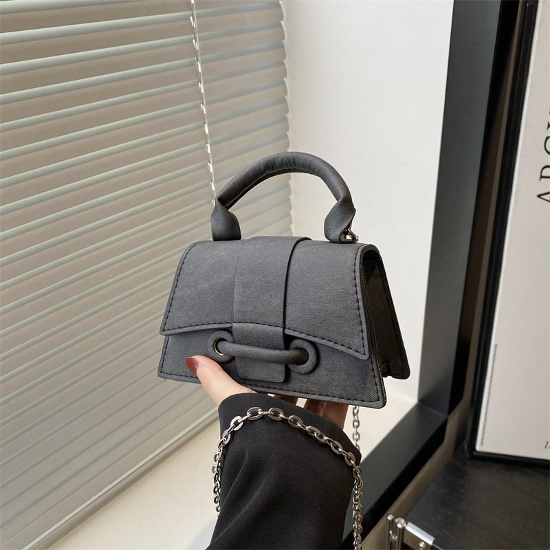 Minimalist Solid Top-Handle Square Crossbody Bag view 3