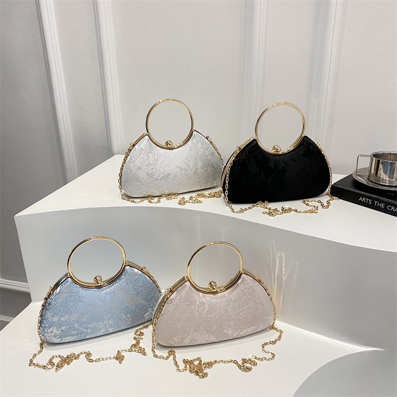Embroidered Box Crossbody Top-Handle Bag
