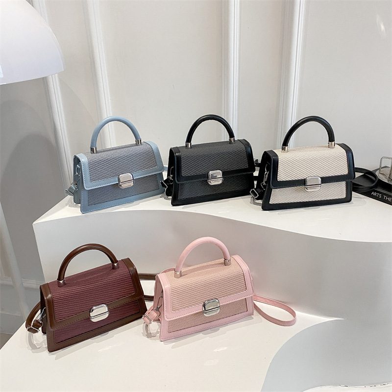Colorblock Top-Handle Square Crossbody Bag
