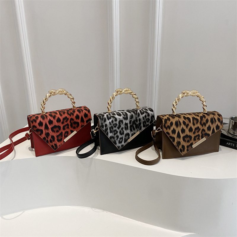 Leopard Color-Block Mini Square Crossbody Bag