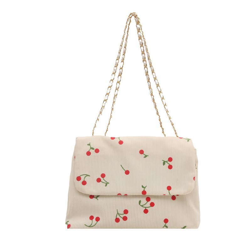 Corduroy Cherry Print Chain Crossbody Bag view 6