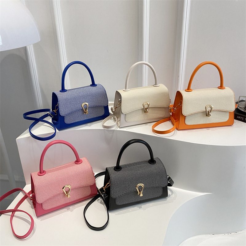 Color-Block Top-Handle Mini Square Crossbody Bag