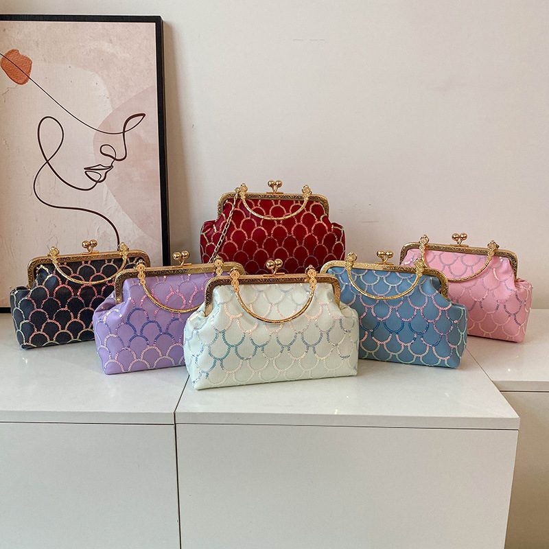 Sequin Chain Top-Handle Crossbody Bag